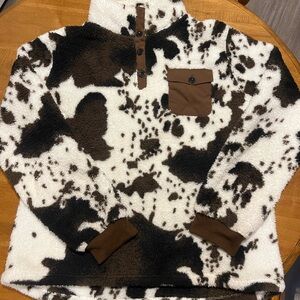 Men's V-Neck Sweater - Brown and White